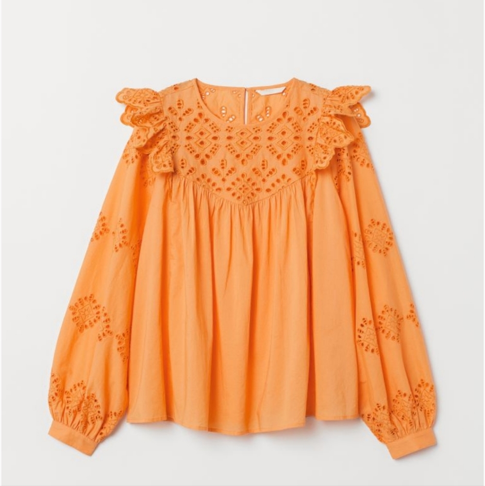 H&M Blouse with Cutwork Embroidery SZ 8